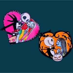 Nightmare Before‎ Christmas heart enamel pins jack and sally nmbc